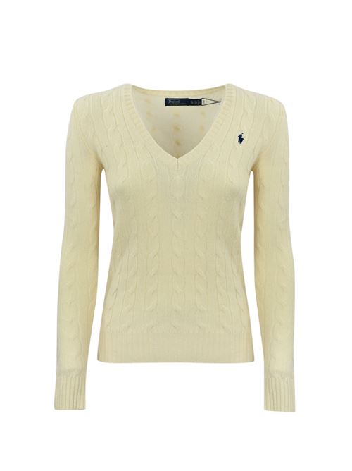 Maglione intrecciato con scollo a V crema POLO RALPH LAUREN | 211 910422001